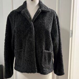 Vintage Karen Kane Cropped Jacket Dark Gray Faux Sherpa MP